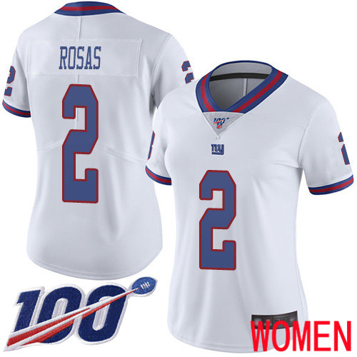 Women New York Giants #2 Aldrick Rosas Limited White Rush Vapor Untouchable 100th Season Football NFL Jersey